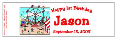 Childrens Birthday Ferris Wheel Water Bottle Labels