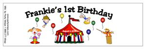 Childrens Birthday Circus Tent Water Bottle Labels