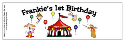 Childrens Birthday Circus Tent Water Bottle Labels