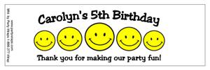 Childrens Birthday Happy Face Water Bottle Labels