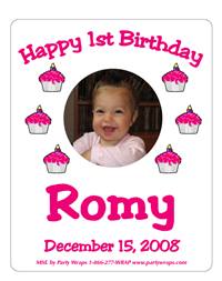 Childrens Birthday Photo Cupcake Label