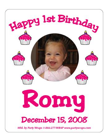 Childrens Birthday Photo Cupcake Label