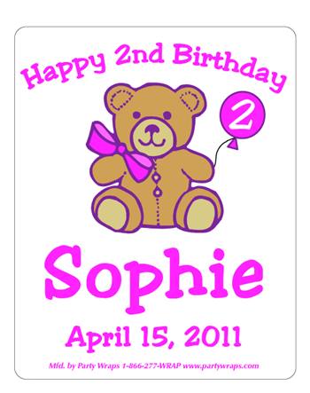 Childrens Birthday Teddy Label