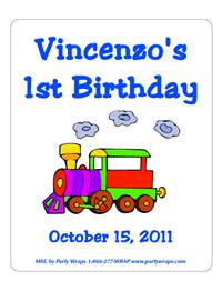 Childrens Birthday Train Label