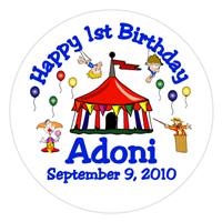 Childrens Birthday Circus Tent Label