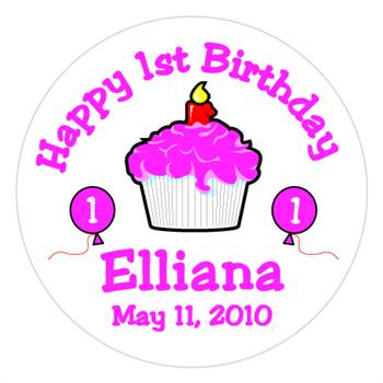 Childrens Birthday Cupcake Label