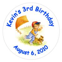 Childrens Birthday Boy Kite Label