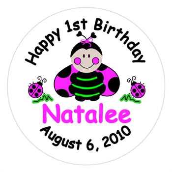 Childrens Birthday Lady Bug Label