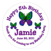 Childrens Birthday Butterfly  Label