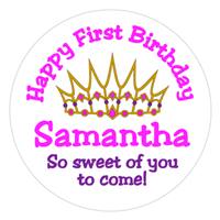 Childrens Birthday Princess Crown Label