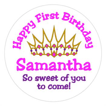 Childrens Birthday Princess Crown Label