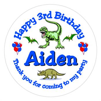 Childrens Birthday Dinosaur Label