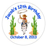 Childrens Birthday Cowboy Label