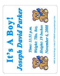 Birth Announcement Double Bear Label