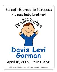 Birth Announcement Cartoon Boy Label