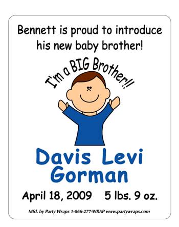 Birth Announcement Cartoon Boy Label