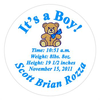 Birth Announcement Teddy  Label