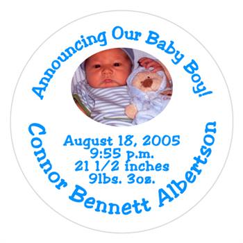 Birth Announcement Photo & Stars Label