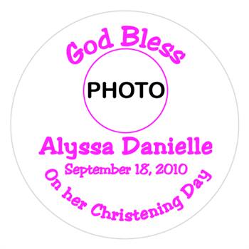 Christening Girl Photo Label