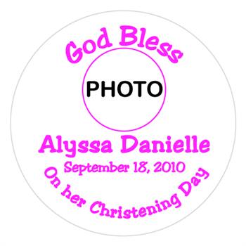 Christening Girl Photo Label