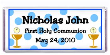 Communion Polka Dots Blue Candy Bar