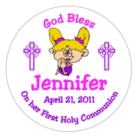 Communion Cartoon Girl Label