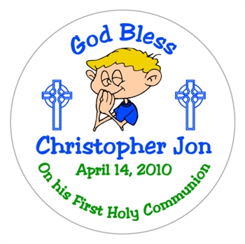 Communion Cartoon Boy Label