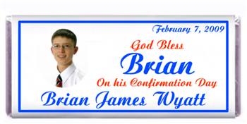 Confirmation Photo Boy Candy Bar