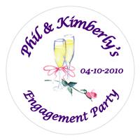 Engagement Champagne Glass with Rose Label
