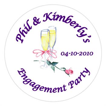 Engagement Champagne Glass with Rose Label