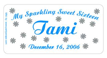 Sweet 16 Snowflakes Stars Label