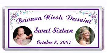 Sweet 16 Double Photo Purple & Teal Candy Bar