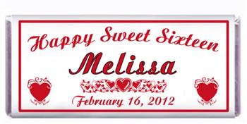 Sweet 16 Red Hearts Candy Bar