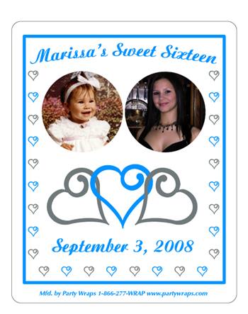 Sweet 16 Photo Triple Hearts Label