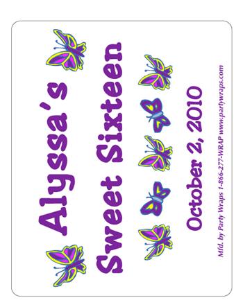 Sweet 16 Butterflies Label