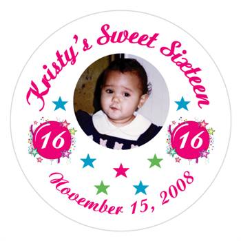 Sweet 16 Photo Burst Label