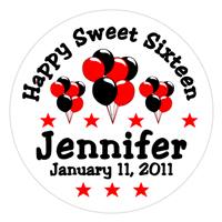 Sweet 16 Balloons Label