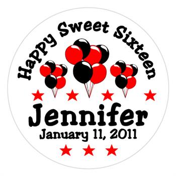 Sweet 16 Balloons Label