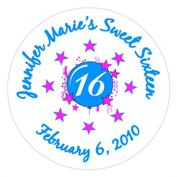 Sweet 16 Burst & Stars Label