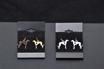 Gold tone Greyhound Heart Cut-Out Earrings