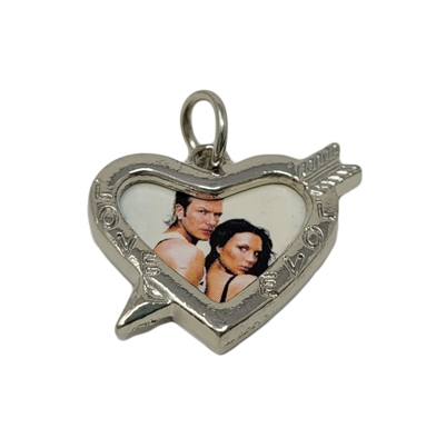 Heart with Arrow Photo Picture Frame Charm