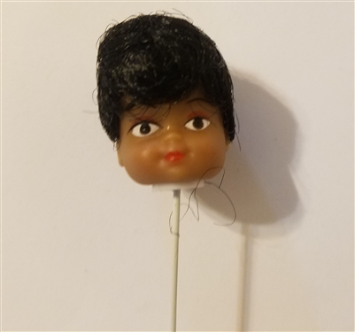 Small Black Female Vinyl Doll Head Wire Pick