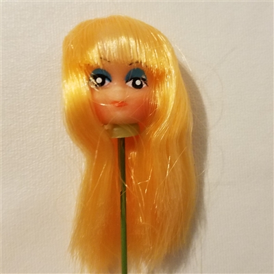 Small 1" Long Blonde Hair Female Vinyl Doll Head Wire Pick