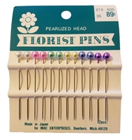 2" Multi-Color Round Pearlized Head Florist Pins, 12 per card