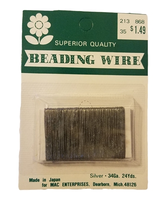 34 Gauge Silver Beading Wire, 24 yards