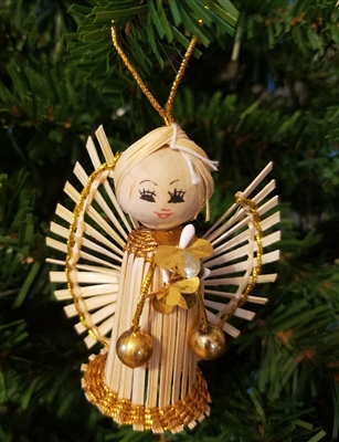 Natural Raffia Angel Christmas Ornament