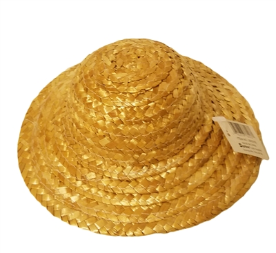 8" Round Natural Straw Sun Hat for Dolls