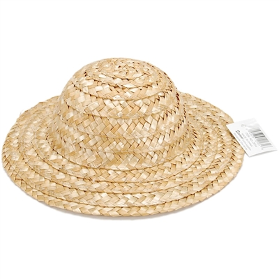 9" Round Natural Straw Sun Hat for Dolls
