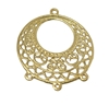 Round Filigree Gold Tone Metal Jewelry Findings, 2 pcs