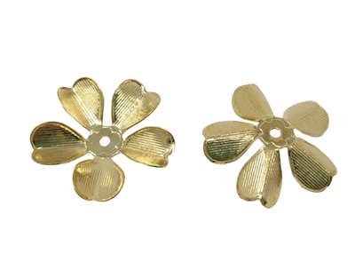 3-D Gold Tone Metal Flower Stamping Charm